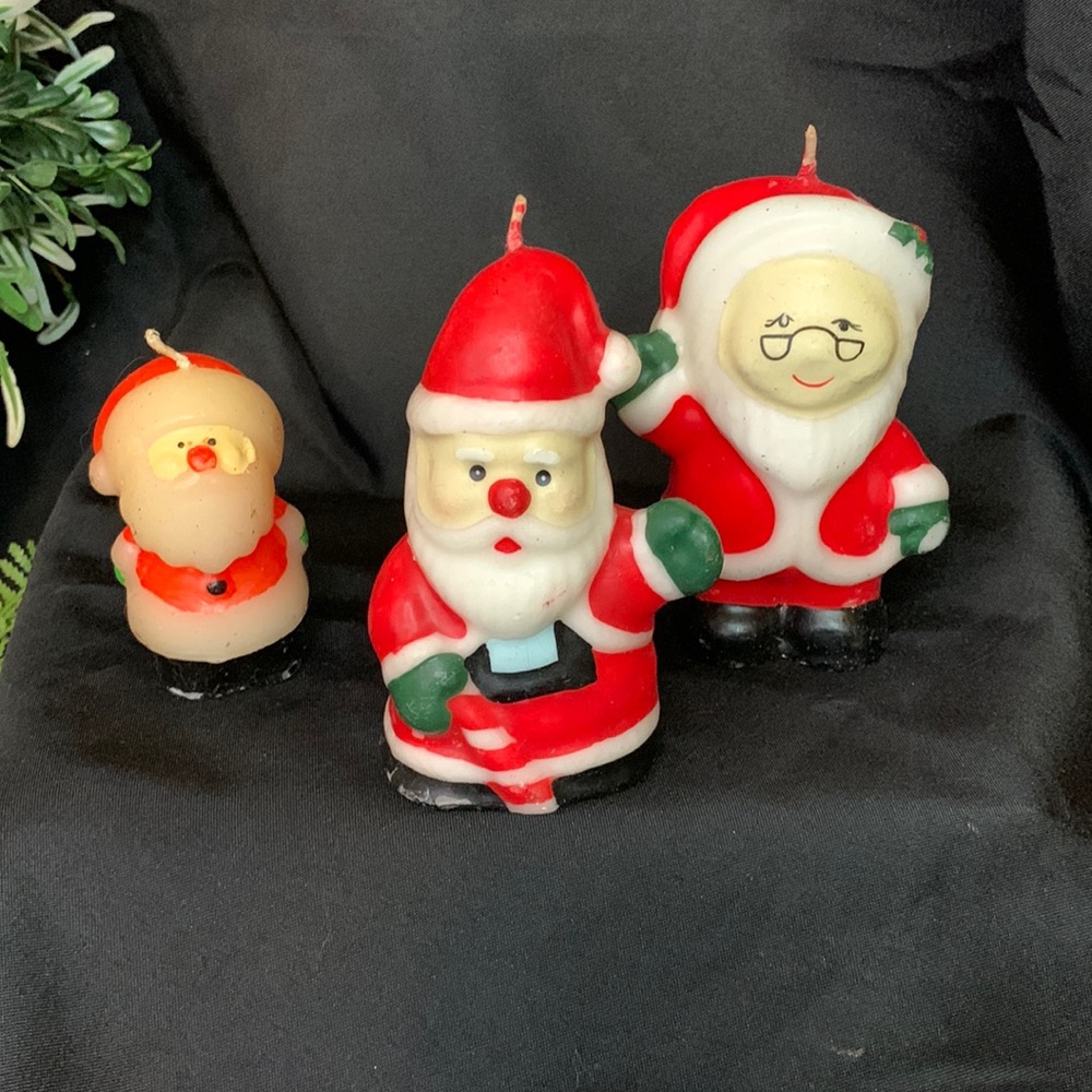 Set of 3 vintage unused Christmas Santa Claus candle figures